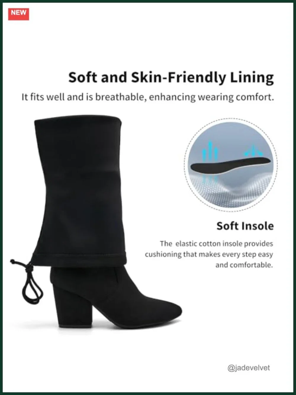 Over the Knee Stretch Suede Boots, Chunky Block Heel, Slip Resistant